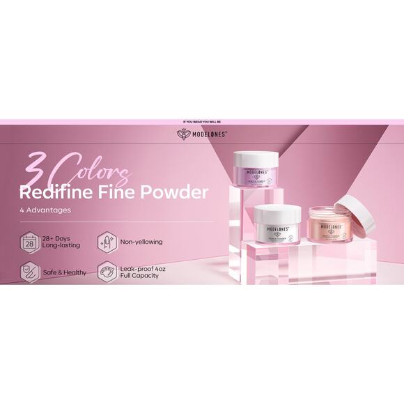 Modelones Acrylic Powder Set 3 Colors Pink Nude White for Nails Extension & Art - Picture 16 of 16